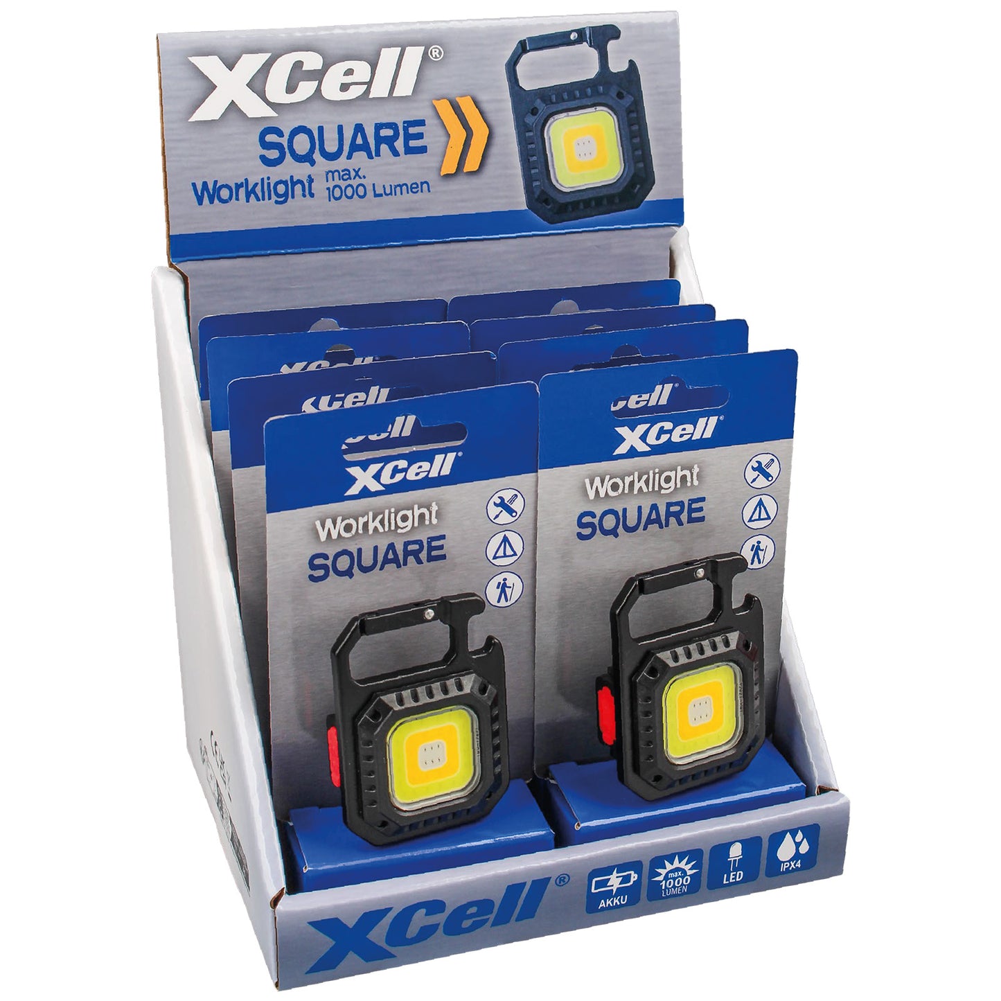 XCell Work Square LED-Akku-Leuchte (Display 8 Stück)