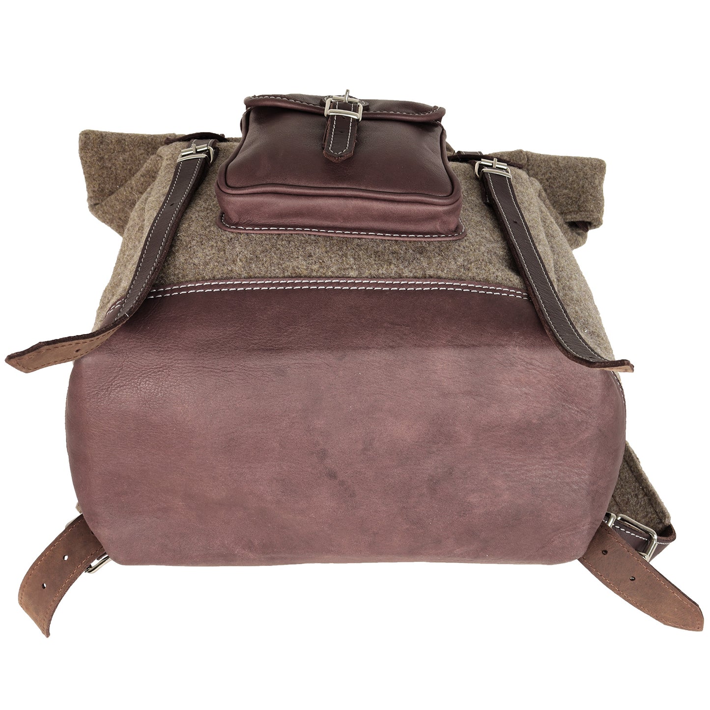 AKAH Rolltop-Rucksack aus Wollfilz und Olivenleder - Hunters World 