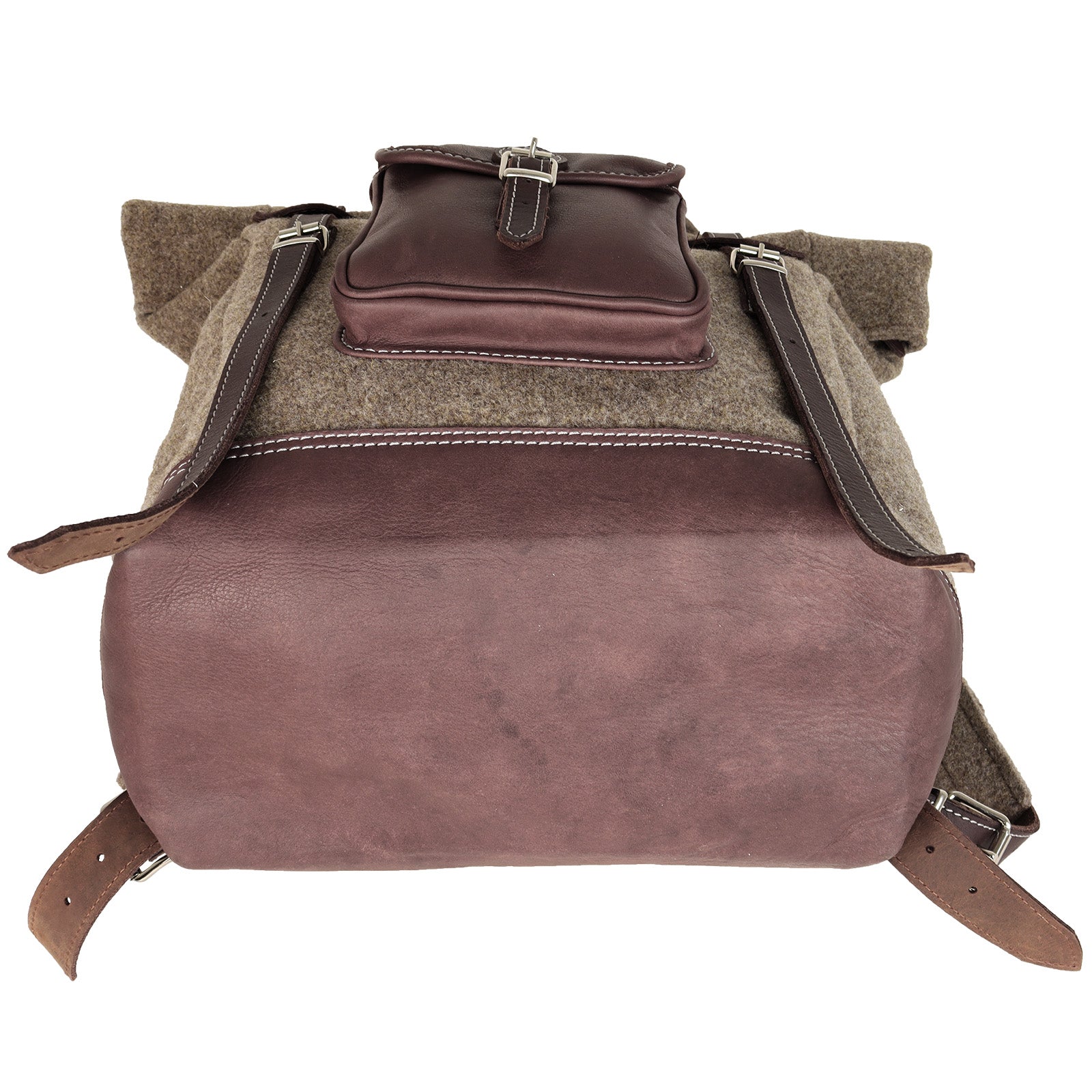 AKAH Rolltop-Rucksack aus Wollfilz und Olivenleder - Hunters World 