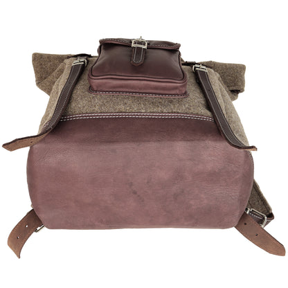AKAH Rolltop-Rucksack aus Wollfilz und Olivenleder - Hunters World 