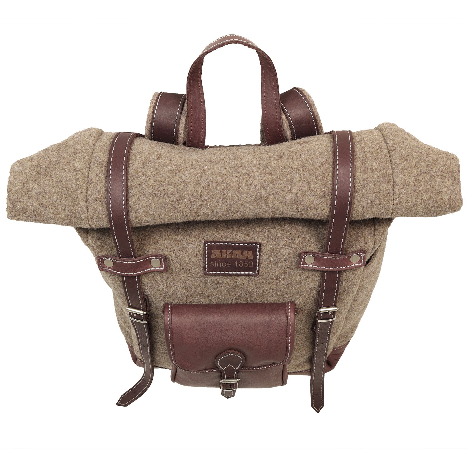 AKAH Rolltop-Rucksack aus Wollfilz und Olivenleder - Hunters World 